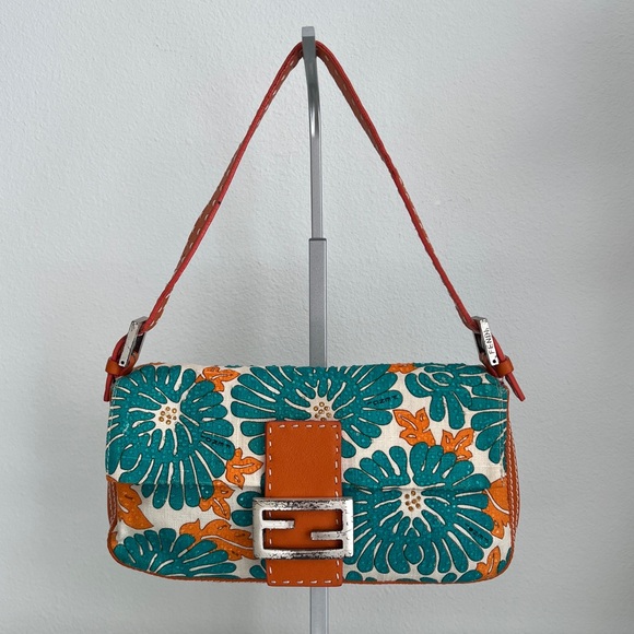 Fendi Handbags - Super Rare Fendi Vintage Floral Canvas Baguette Bag